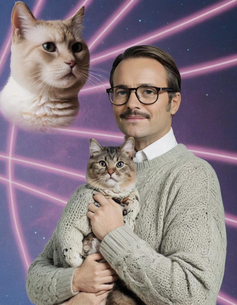 08461-3036426499-wearing a sweater and glasses, holding a cat, laser background, meme, _lora_AwkwardCatPhoto-000007_0.75_ photo inset of a cat.png